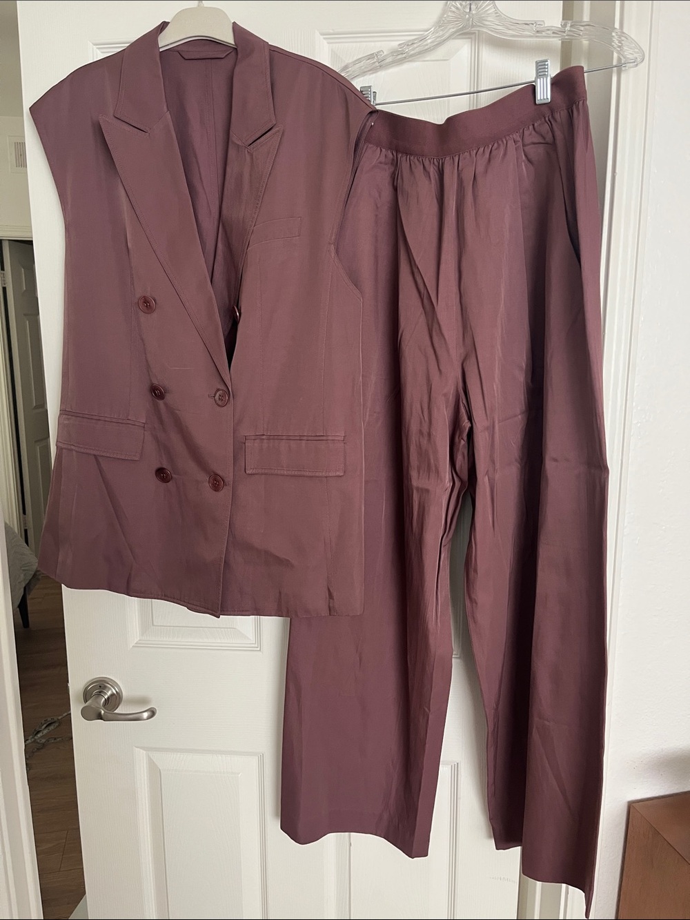 NWT Tibi Drapey suiting vest and Marit pull on pants in cinnamon